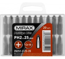 Биты MIRAX PH№2, тип хвостовика C 1/4", длина 25мм, 20шт 26251-2-25-20