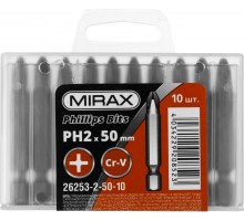 Биты MIRAX PH№2, тип хвостовика E 1/4", длина 50мм, 10шт 26253-2-50-10