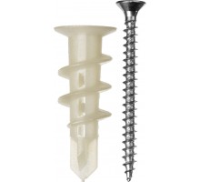 Дюбель нейлоновый, тип "Дрива" со сверлом, для гипсокартона, с оцинкованным саморезом, 33 мм, 4 шт, ЗУБР Мастер 4-301266