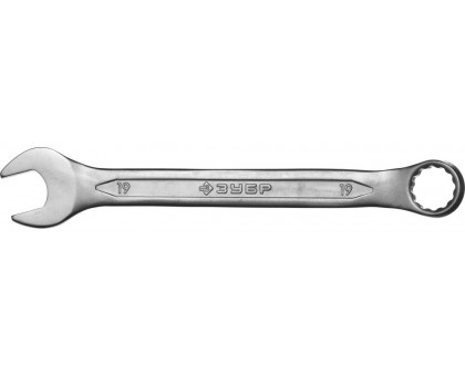 Ключ ЗУБР "МАСТЕР" гаечный комбинированный, Cr-V сталь, хромированный, 19мм 27087-19