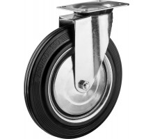 Колесо поворотное d=250 мм, г/п 210 кг, резина/металл, игольчатый подшипник, ЗУБР 30936-250-S