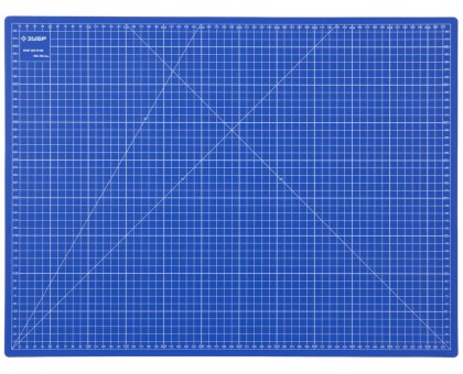 Коврик ЗУБР "ЭКСПЕРТ", непрорезаемый, 3мм, цвет синий, 600х450 мм 09901