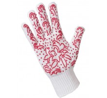 Перчатки "Хозяюшка Мила" для садовых работ трикотажные с дизайн напылением ПВХ, красные