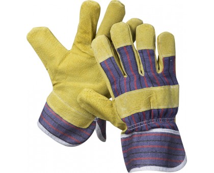 Перчатки STAYER "MASTER" рабочие комбинированные кожаные из спилка с тиснением, XL 1131-XL