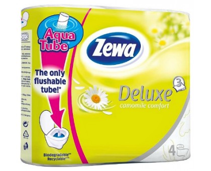 Бумага туалетная Zewa Deluxe Camomile comfort, Ромашка, 3-х слойная (4 шт.)