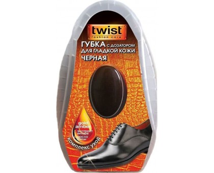 Губка для обуви из гладкой кожи TWIST черная с дозатором